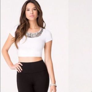 🔥 Bebe embellished sequin crop top NEW